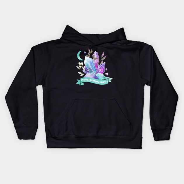 Protection from assholes Crystals Kids Hoodie by Moon Phase Design